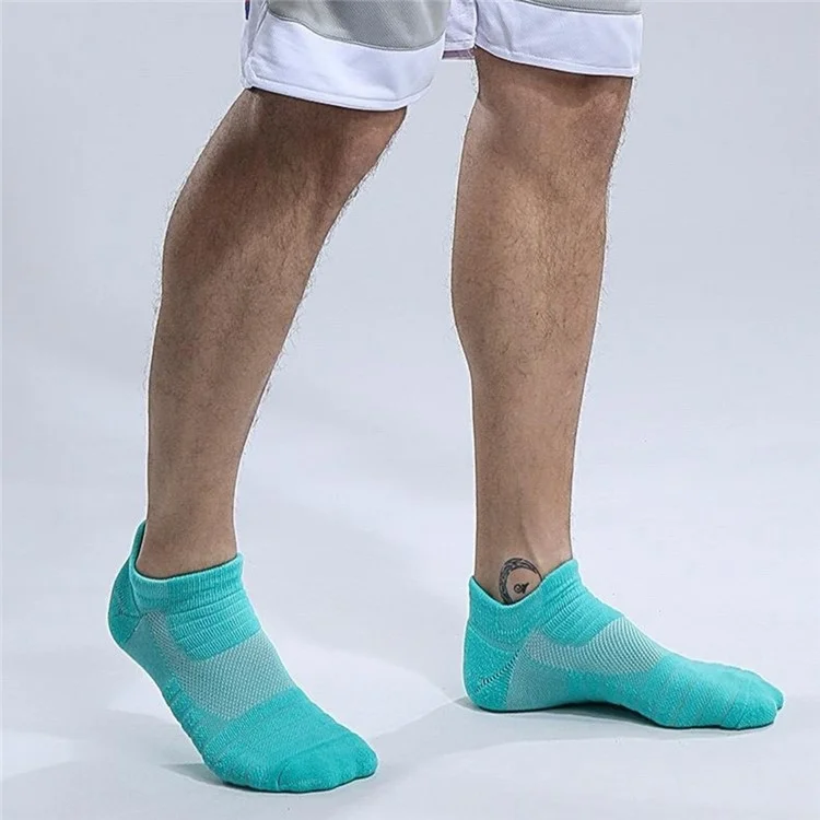 LINGTU JCB3001 1 Par de Meias Curtas de Basquete Masculinas Badminton Corrida Malha Esportiva Tamanho 39-44 - Verde