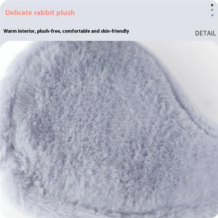 Warm Earmuffs Thick Rabbit Fur Ear Covers Winter Outdoor Cycling Windproof Ear Warmers - Grey