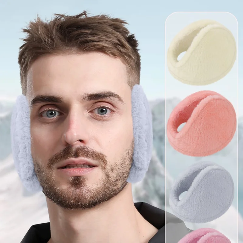 Warm Earmuffs Thick Rabbit Fur Ear Covers Winter Outdoor Cycling Windproof Ear Warmers - Light Pink