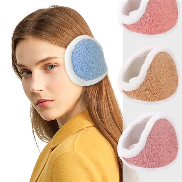 Orejera de invierno anticongelante de suave felpa de peluche, protección para el oído para ciclismo al aire libre a prueba de viento - Azul