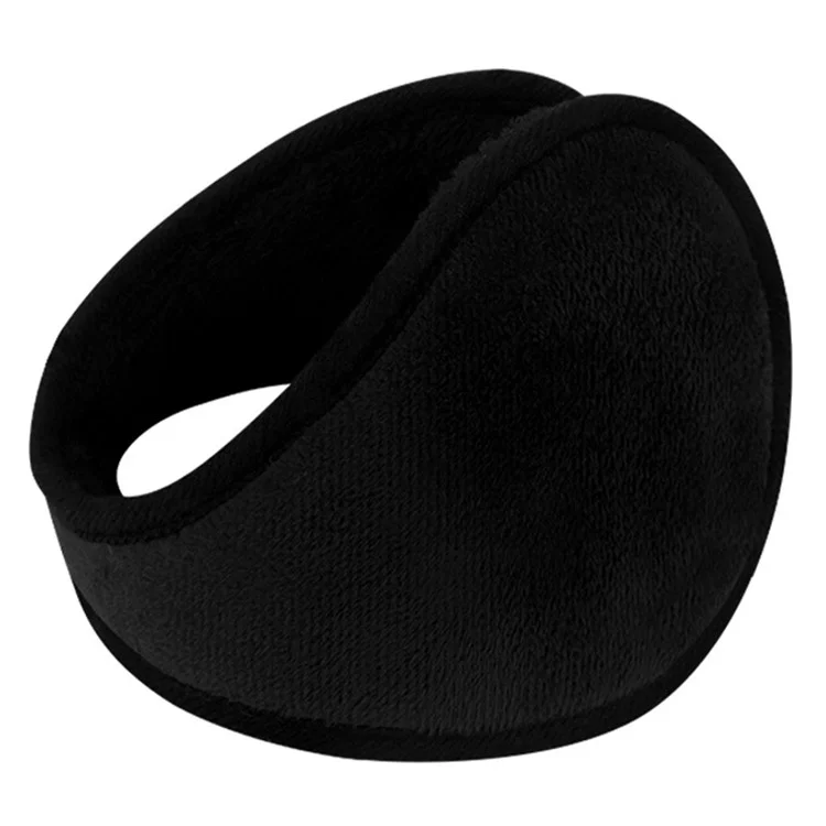Orejeras para motocicleta de invierno, calentadores de orejas para esquí al aire libre, plegables, de terciopelo de cristal y térmicos - Negro