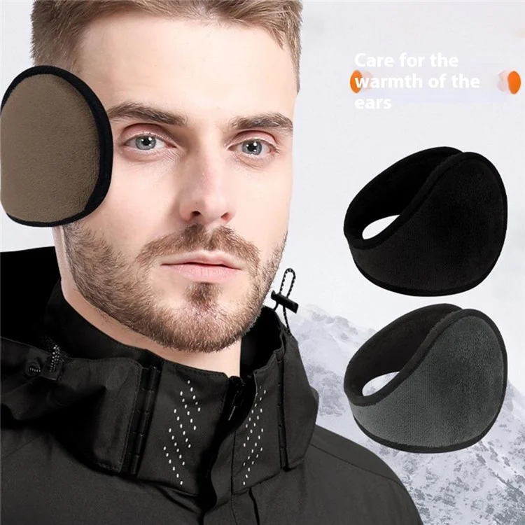 Orejeras para motocicleta de invierno, calentadores de orejas para esquí al aire libre, plegables, de terciopelo de cristal y térmicos - Negro