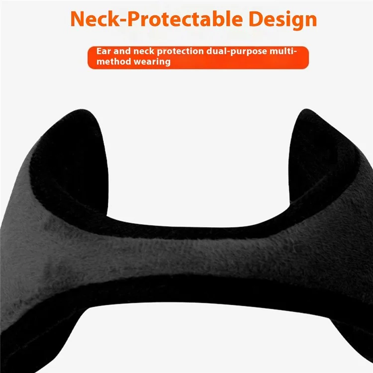 Orejeras para motocicleta de invierno, calentadores de orejas para esquí al aire libre, plegables, de terciopelo de cristal y térmicos - Negro