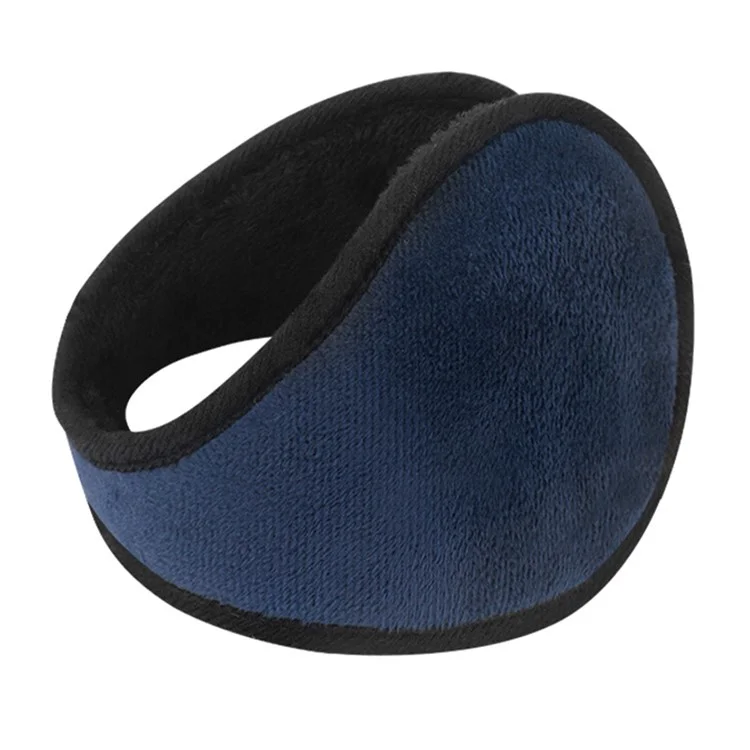 Winter Motorcycle Earmuffs Outdoor Skiing Ear Warmers Foldable Crystal Velvet Thermal Ear Covers - Navy Blue