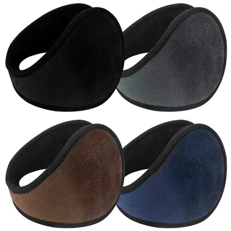 Winter Motorcycle Earmuffs Outdoor Skiing Ear Warmers Foldable Crystal Velvet Thermal Ear Covers - Navy Blue
