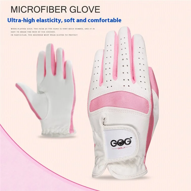 GOG 1 Par de Guantes de Golf Profesionales para Niños Niñas Transpirables de Microfibra - Rosa / S