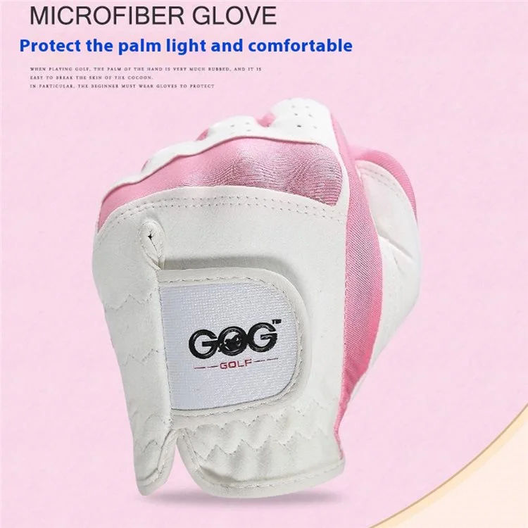 GOG 1 Par de Guantes de Golf Profesionales para Niños Niñas Transpirables de Microfibra - Rosa / S