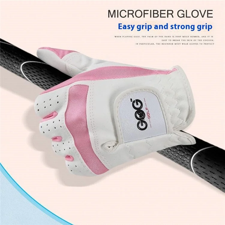 GOG 1 Par de Guantes de Golf Profesionales para Niños Niñas Transpirables de Microfibra - Rosa / S