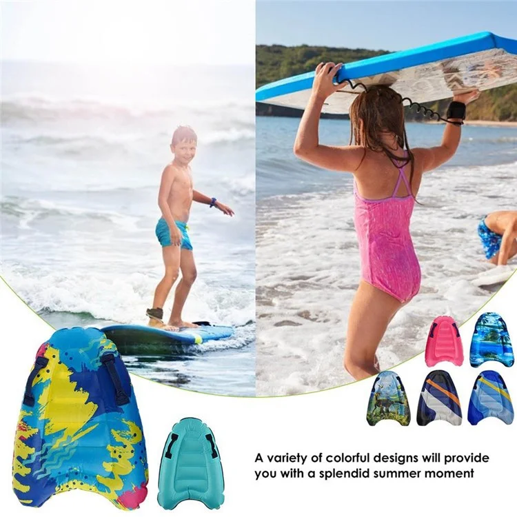 Inflatable Body Board Surfboard with Handle Swimming Floating Mat Child Swimming Pool Beach Floating Pad - Blue Stripes