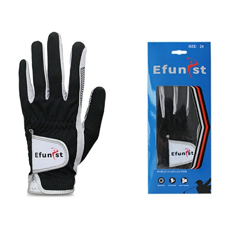 EFUNIST 1 Pieza Guantes de Golf Profesionales Anti Deslizantes Hombres Transpirables Guantes de Entrenamiento de Palos de Golf Negro - Mano Izquierda / Talla 23