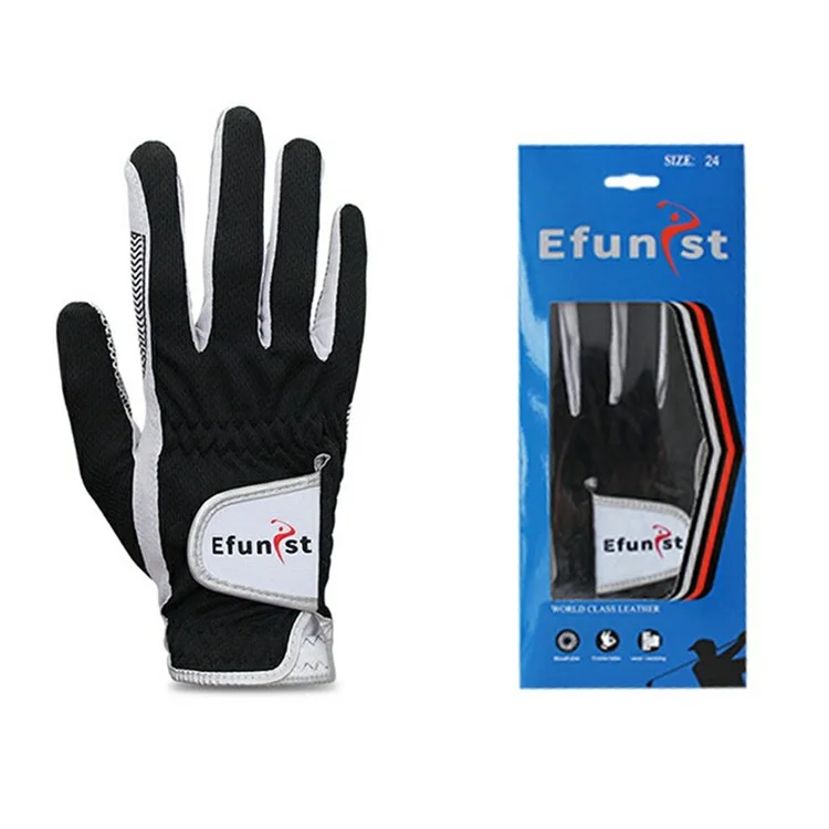 EFUNIST 1Pc Professional Golf Gloves Anti Slip Men Breathable Golf Club Training Gloves Black - Right Hand / Size 22