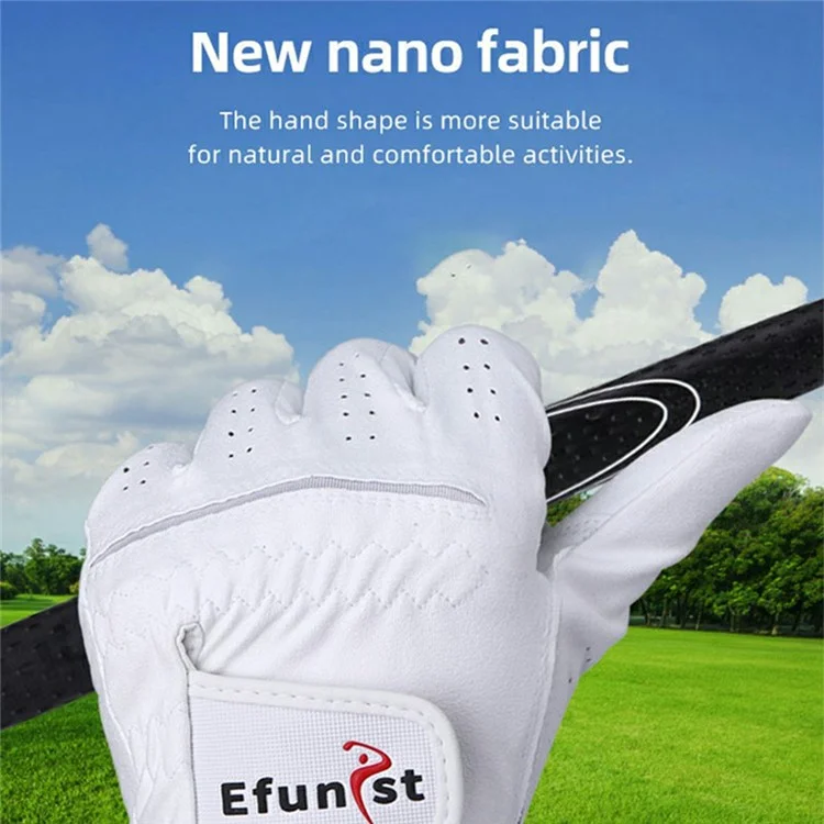 1 paire de gants de golf professionnels EFUNIST en microfibre nano respirante - Blanc main gauche / Taille 22