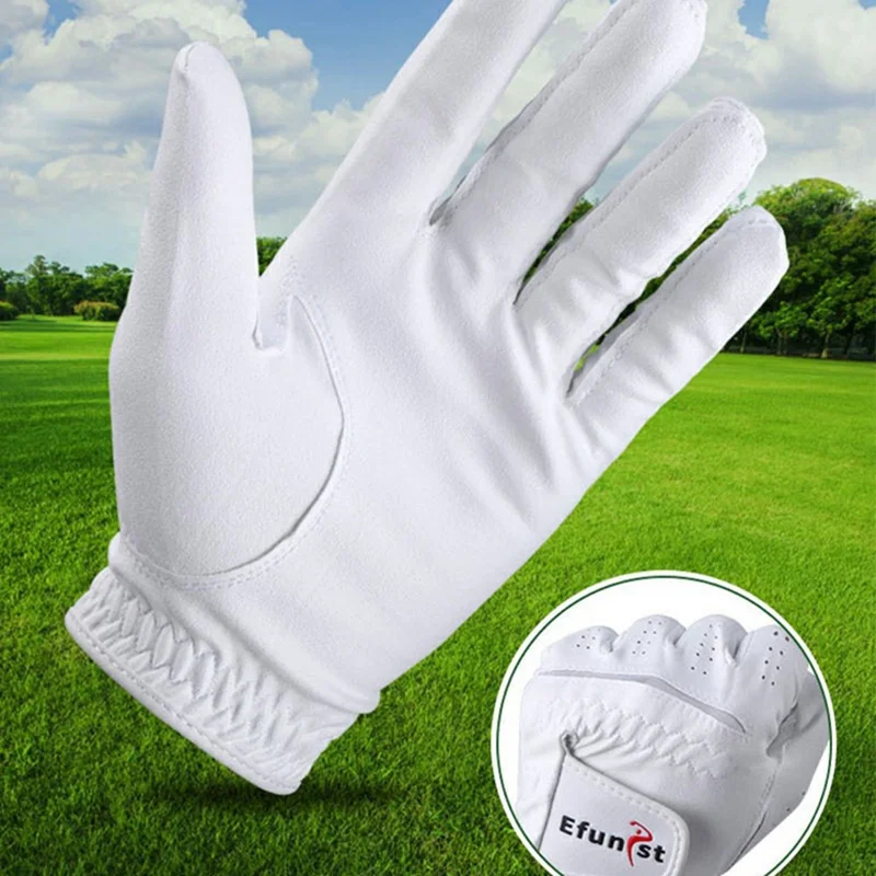 EFUNIST 1Pc Professional Golf Club Training Gloves Nano Microfiber Cloth Breathable Golf Gloves - White Left Hand / Size 23