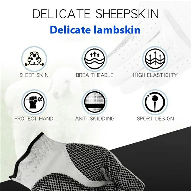 GOG 1Pc Sheepskin Leather Golf Glove Anti Slip Club Swing Putting Mittens for Men - Right Hand / Size 25