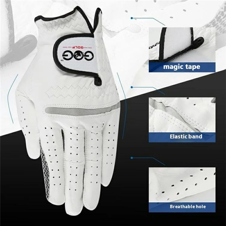GOG 1Pc Sheepskin Leather Golf Glove Anti Slip Club Swing Putting Mittens for Men - Right Hand / Size 25