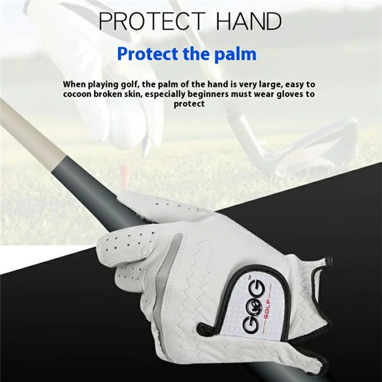 GOG 1Pc Sheepskin Leather Golf Glove Anti Slip Club Swing Putting Mittens for Men - Right Hand / Size 25