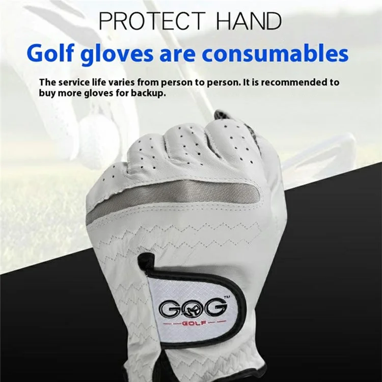 GOG 1Pc Sheepskin Leather Golf Glove Anti Slip Club Swing Putting Mittens for Men - Right Hand / Size 25