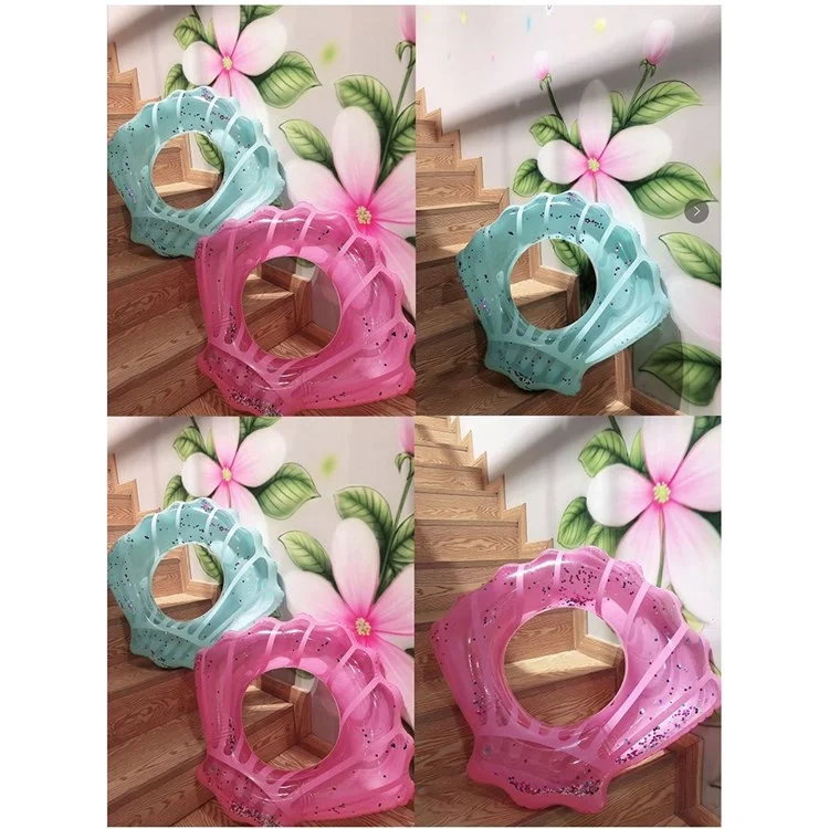 100 * 110cm PVC Anneau de Natation Sequins Gonflables Shell Shape Water Float Pour Enfants Adultes - Rose