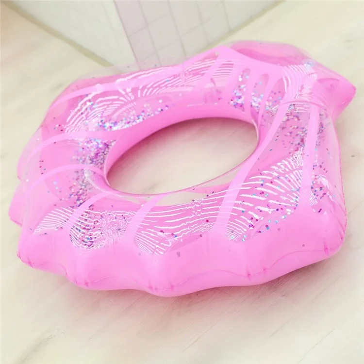 100*110cm PVC Swim Ring Inflatable Sequins Shell Shape Water Float for Children Adults - Pink