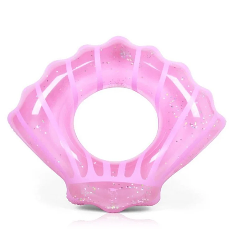 100*110cm PVC Swim Ring Inflatable Sequins Shell Shape Water Float for Children Adults - Pink