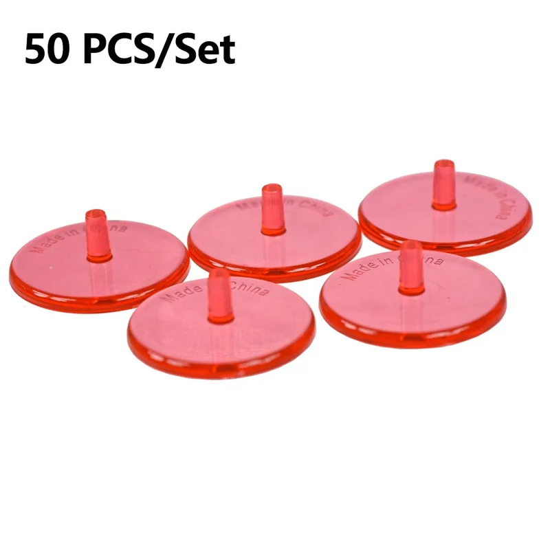 D474 50Pcs / Set 24mm Golf Ball Mark Position Markers Transparent Plastic Golf Ball Marker - Transparent Red