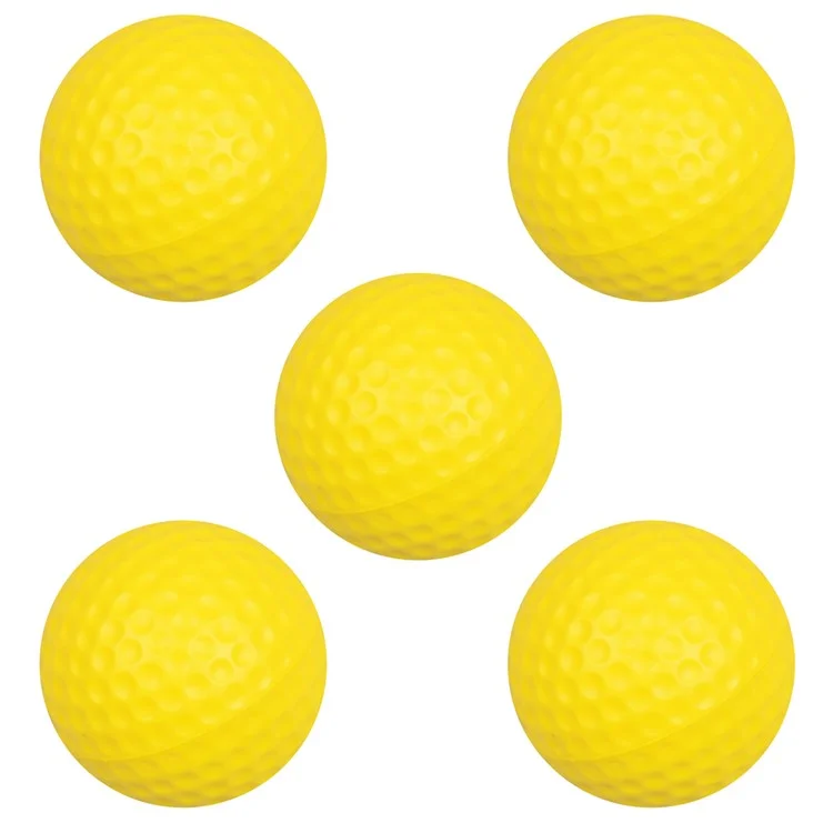 SL001 5 pièces / ensemble Balles d'entraînement de golf de 42 mm Balles en mousse PU haute élasticité pour la pratique en intérieur - Jaune