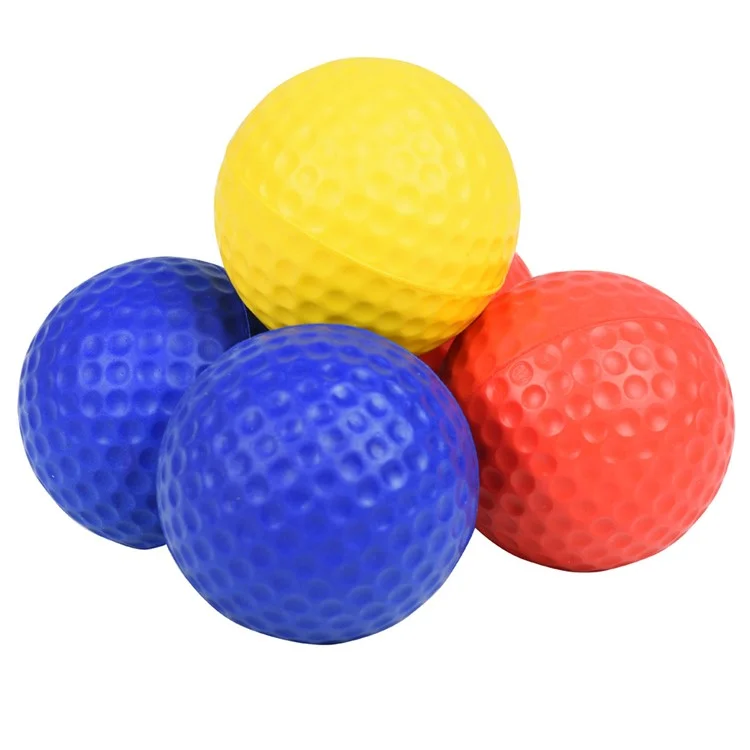 SL001 5 pièces / ensemble Balles d'entraînement de golf de 42 mm Balles en mousse PU haute élasticité pour la pratique en intérieur - Jaune