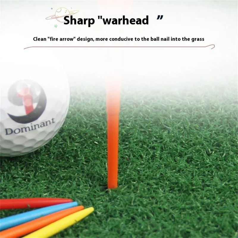 CAITON 8Pcs Mixed Colors Golf Tees 83mm Rocket Shaped Low Resistance 3-Stage Plastic Tees