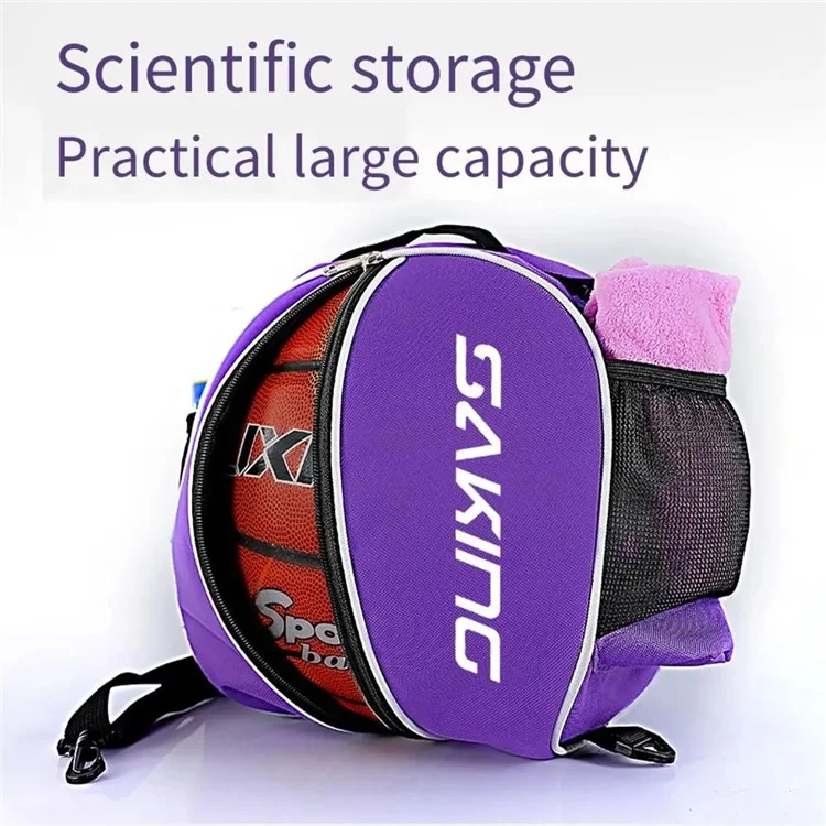 Haltbare Polyester-Faser-Basketball-Tasche 30 cm Sporttrainingsrucksack mit verstellbarem Schultergurt - Lila