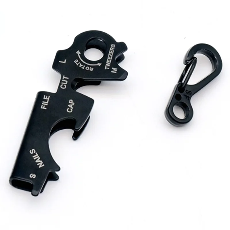 Outdoor Camping Multitool Keychain 8-in-1 Stainless Steel Bottle Opener  /  EDC Gear  /  Beer Opener For Outdoor Use - Black