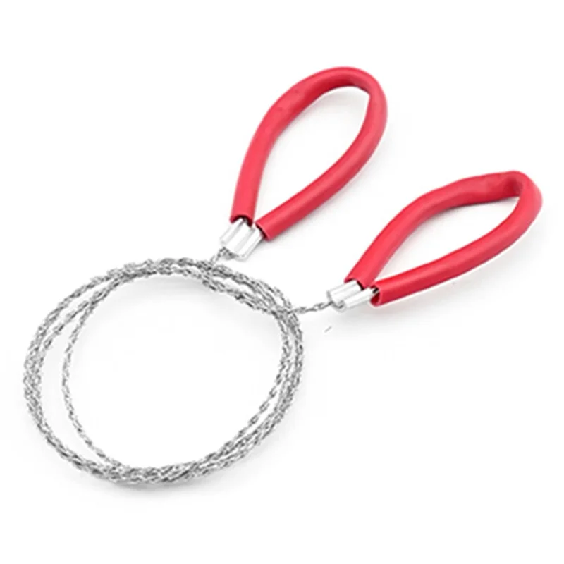 Survival Wire Saw Portable Stainless Steel Cable Cutter Outdoor Emergency Rescue Tool - Red