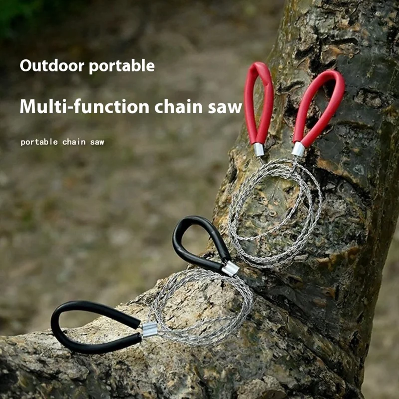 Survival Wire Saw Portable Stainless Steel Cable Cutter Outdoor Emergency Rescue Tool - Red