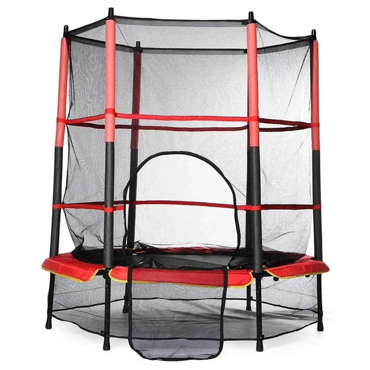 55 Zoll Kinder Trampolin Indoor Outdoor Fitness Sprungbett mit Sicherheitsnetz