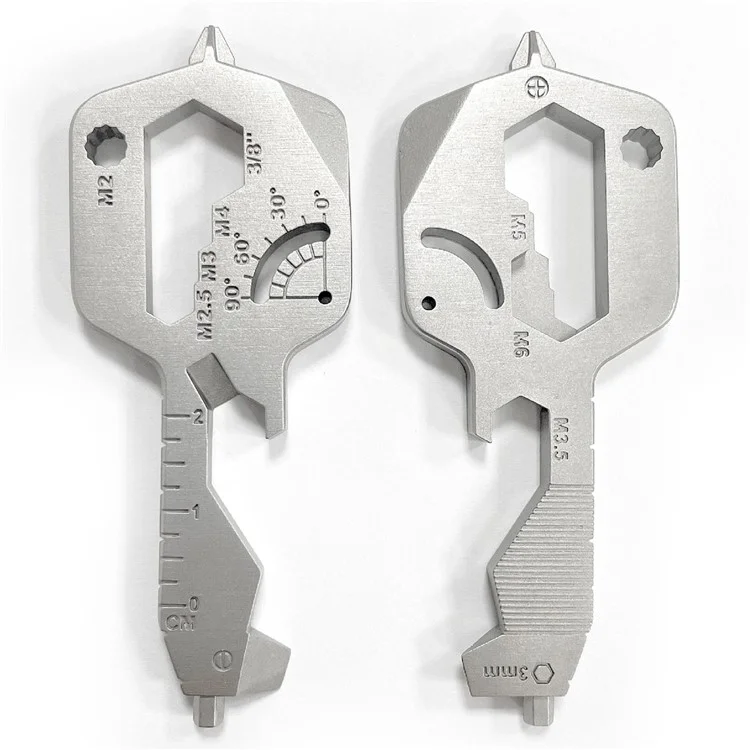 20 en 1 Outil Multifonction EDC Outil Clé de Poche en Acier Inoxydable Randonnée Camping Survie Mini Outil