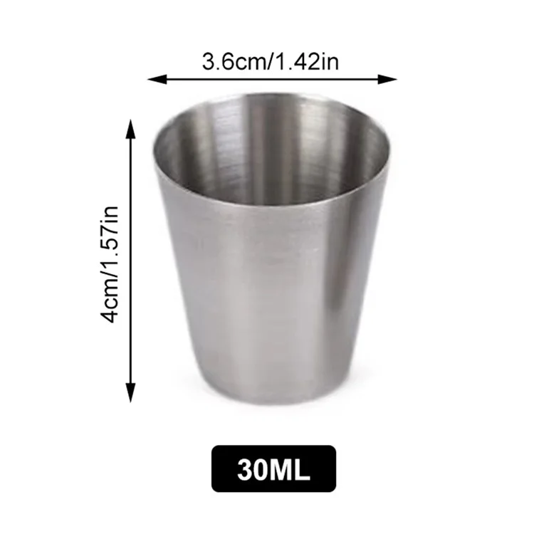 30ml Outdoor 201 Edelstahl-Schnapsglas-Set 4 Stück Mini-Becher mit PU-Lederetui für Camping / Picknick