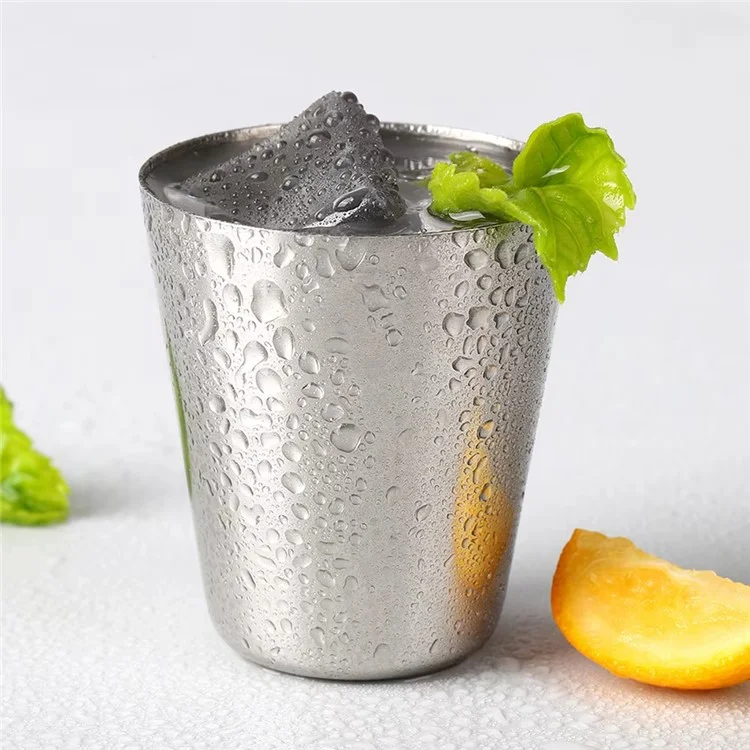 30ml Outdoor 201 Edelstahl-Schnapsglas-Set 4 Stück Mini-Becher mit PU-Lederetui für Camping / Picknick