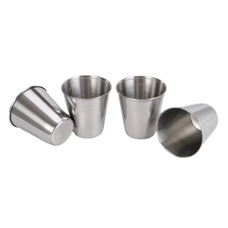 30ml Outdoor 201 Edelstahl-Schnapsglas-Set 4 Stück Mini-Becher mit PU-Lederetui für Camping / Picknick