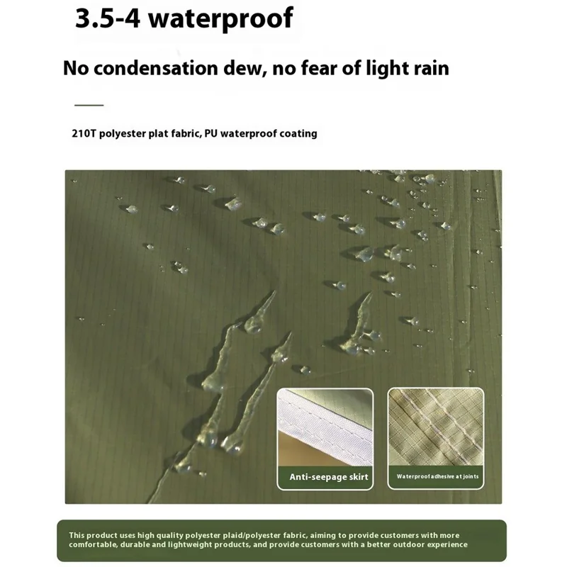 C-TC0010 Bâche de tente de camping extérieur Tarp 210T Polyester Imperméable Auvent Tarp Abri Solaire Rainfly - Vert Armée