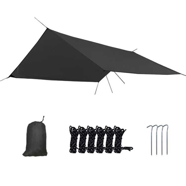 C-TC0010 Bâche de tente de camping extérieur 210T Polyester Imperméable Auvent Abri Solaire Coupe-vent - Noir