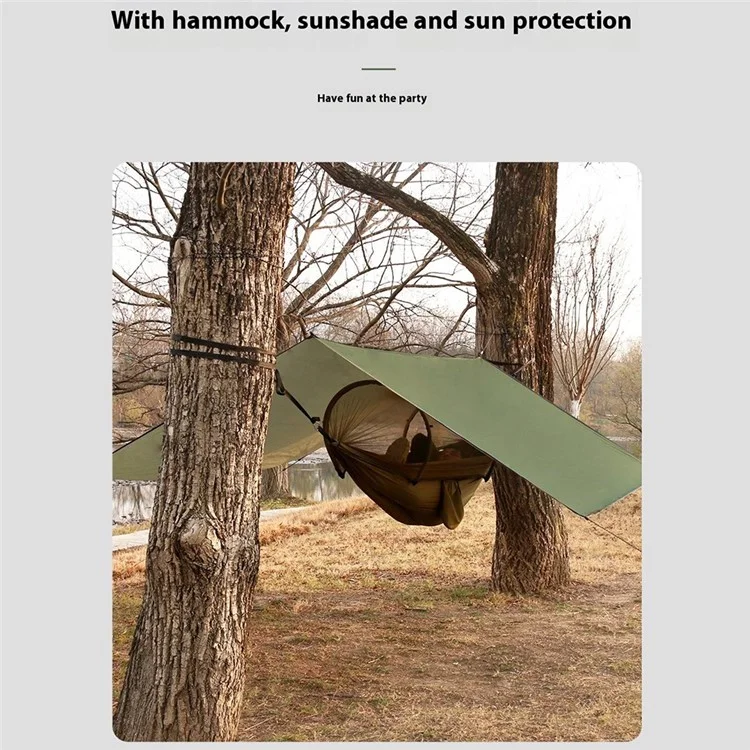 C-TC0010 Bâche de tente de camping extérieur 210T Polyester Imperméable Auvent Abri Solaire Coupe-vent - Noir