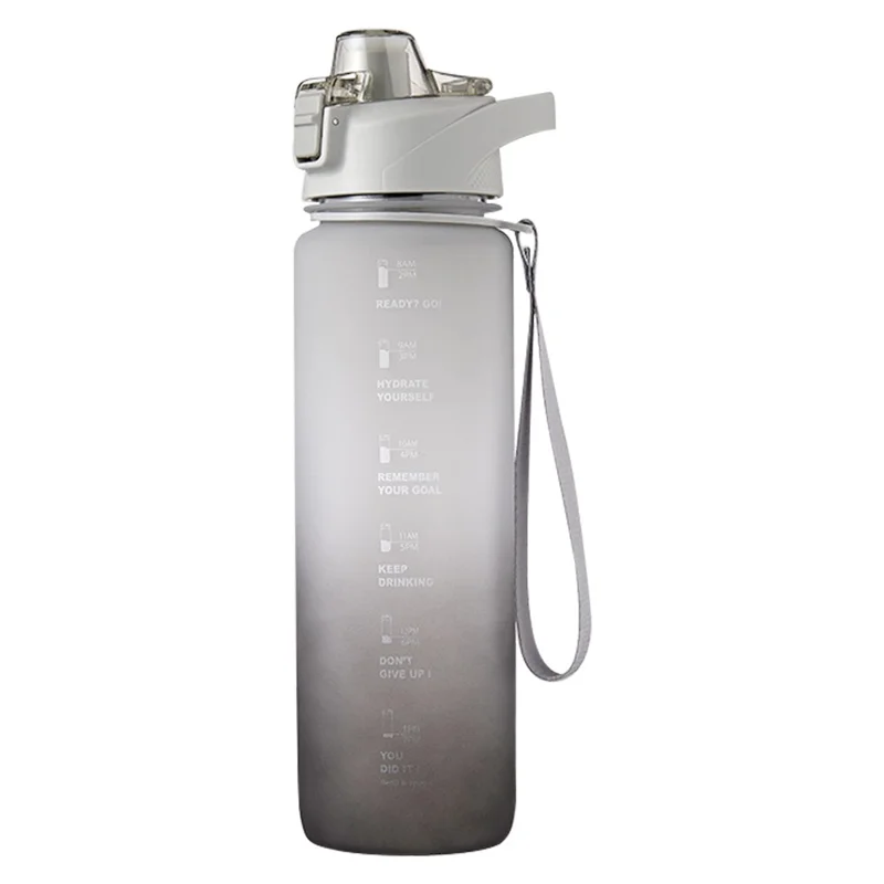 Summer Outdoor Sports PC Water Bottle 1000ml Large Capacity Portable Space Cup (BPA Free, No FDA) - Grey