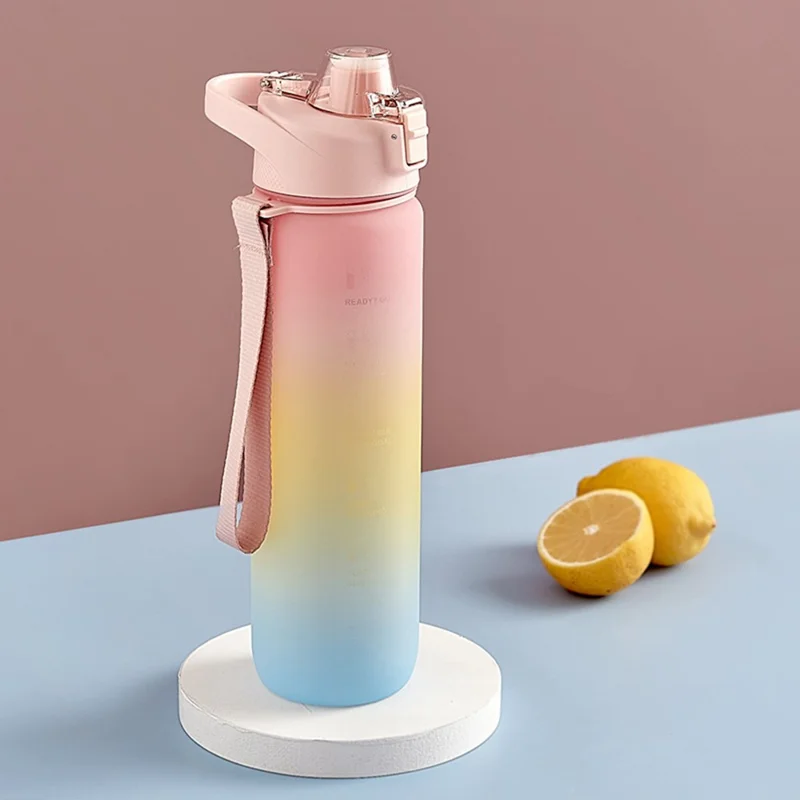 Summer Outdoor Sports PC Water Bottle 1000ml Large Capacity Portable Space Cup (BPA Free, No FDA) - Grey
