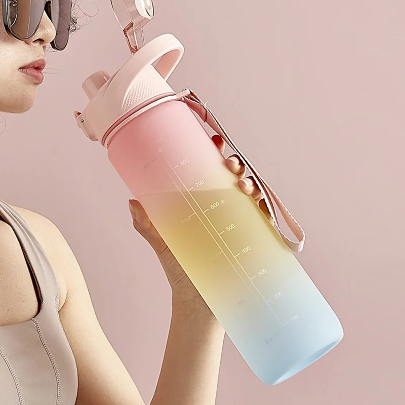 Summer Outdoor Sports PC Water Bottle 1000ml Large Capacity Portable Space Cup (BPA Free, No FDA) - Grey