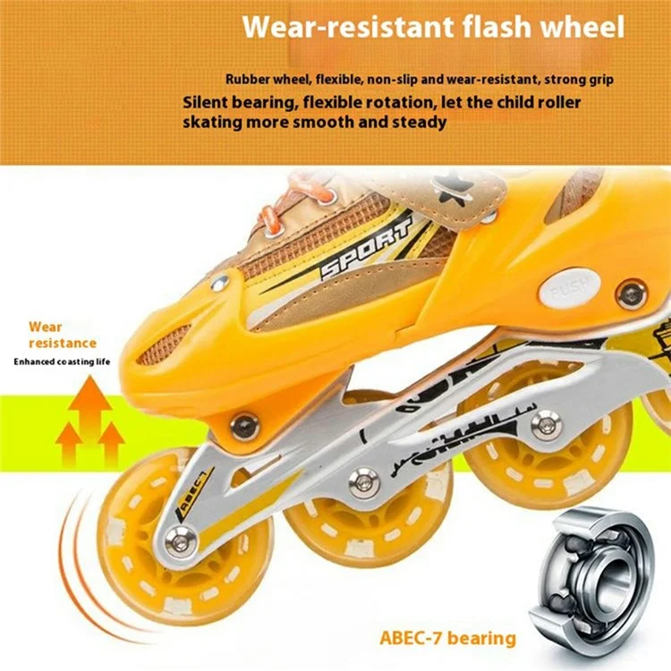 1 Pair Children Full Flash 8 Wheels Roller Skates Skating Shoes with Helmet and Protective Gear , Size M - Red