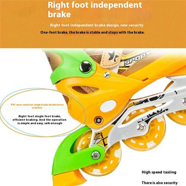 1 Pair Children Full Flash 8 Wheels Roller Skates Skating Shoes with Helmet and Protective Gear , Size M - Red