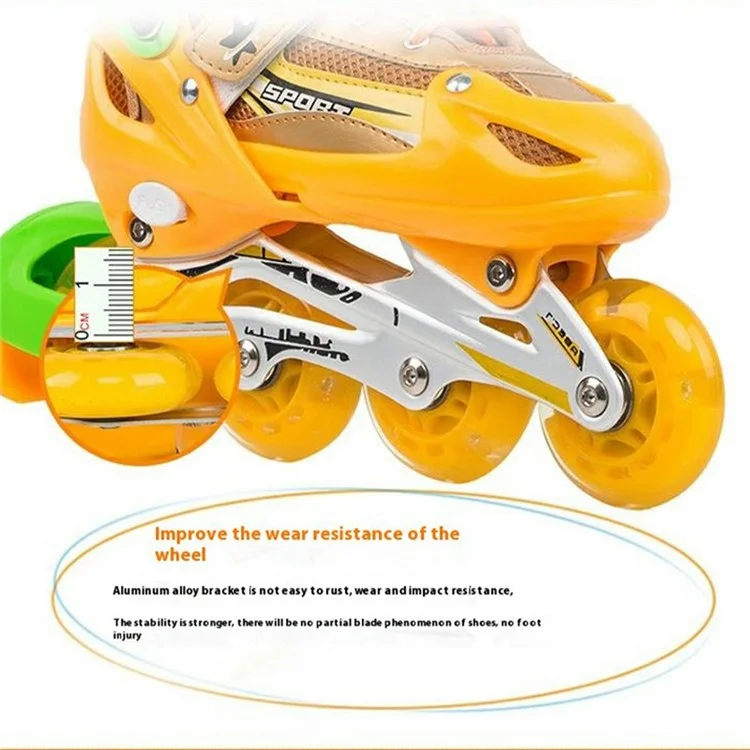 1 Pair Children Full Flash 8 Wheels Roller Skates Skating Shoes with Helmet and Protective Gear , Size M - Red