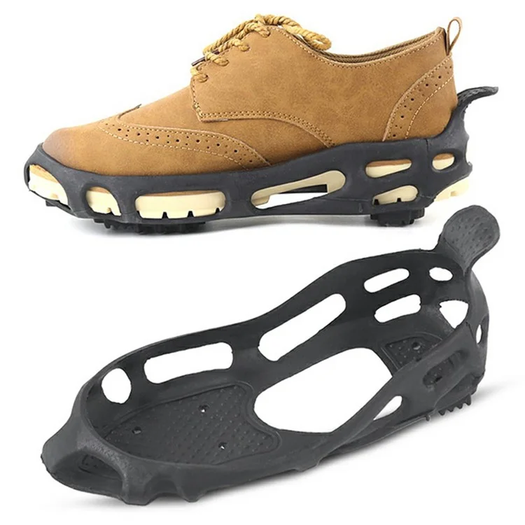 1 Paire de Crampons Antidérapants à 24 Dents pour Chaussures - Couvre-Chaussures avec Grips de Traction pour Activités Extérieures - Noir / M (Convient aux Pointures 39-42)