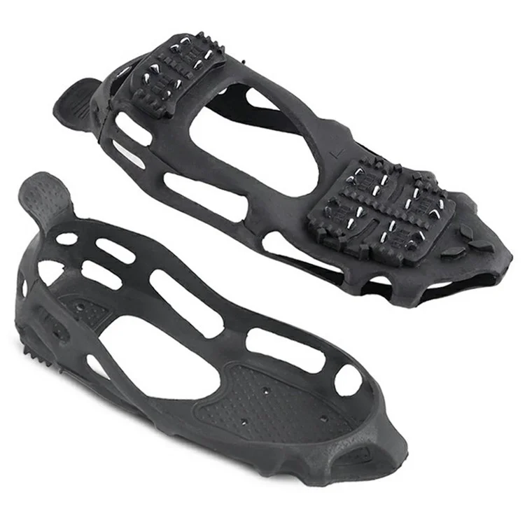 1 Paire de Crampons Antidérapants à 24 Dents pour Chaussures - Couvre-Chaussures avec Grips de Traction pour Activités Extérieures - Noir / M (Convient aux Pointures 39-42)