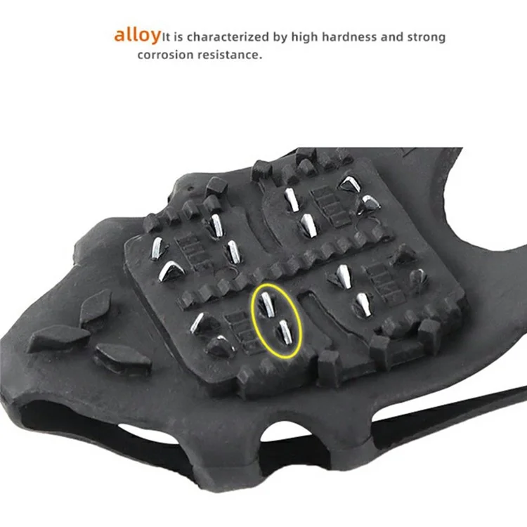 1 Paire de Crampons Antidérapants à 24 Dents pour Chaussures - Couvre-Chaussures avec Grips de Traction pour Activités Extérieures - Noir / M (Convient aux Pointures 39-42)