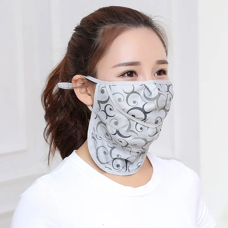 Cooling Face Mask Summer Outdoor Cycling Breathable Windproof Face Cover Adjustable UV Protection Mask - Grey / with Dot